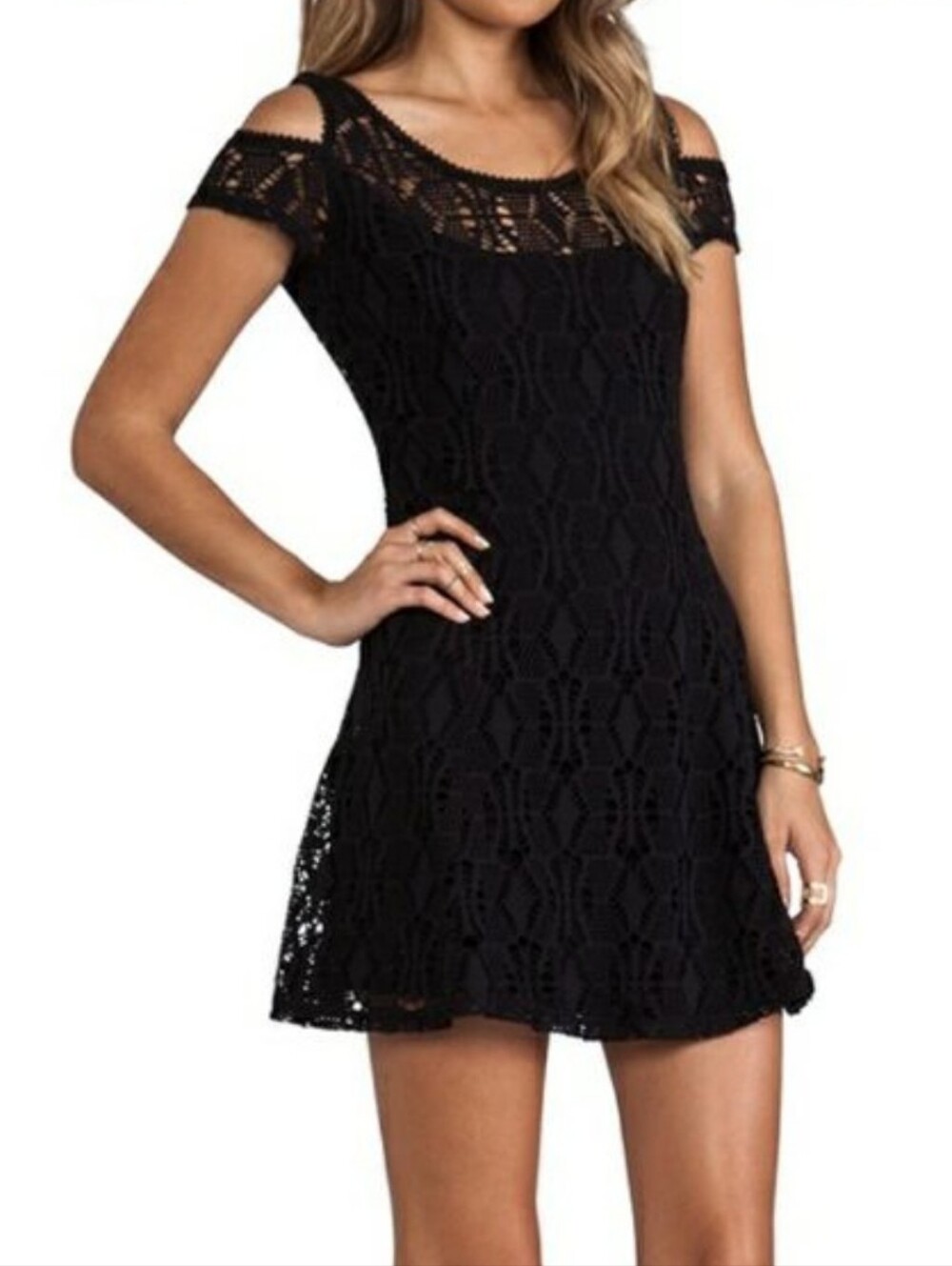 Free People Kiss The Sun Black Crochet Dress Size XS